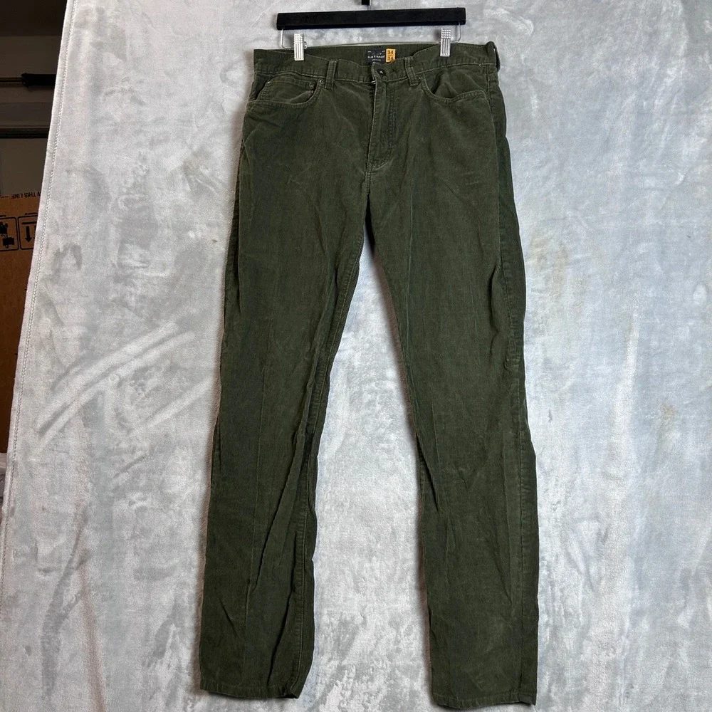 J.Crew Mens Slim Straight Corduroy Pants Olive Green 34x34 5-Pocket Casual